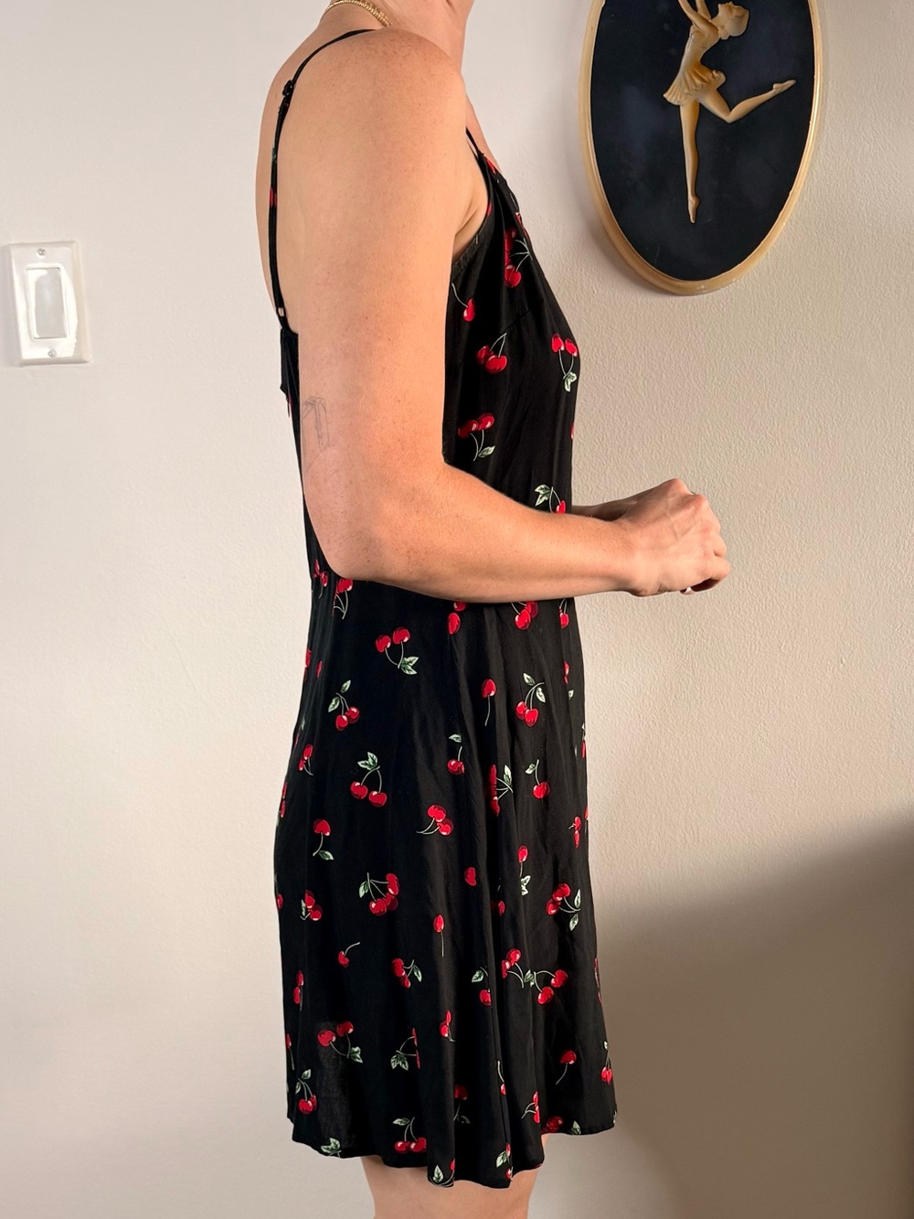 Black Cherry Slip Dress with Spaghetti Straps - Picture 3 of 4